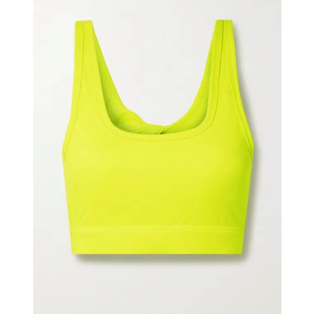 Le Ore Neon Yellow Twist Back Sports Bra